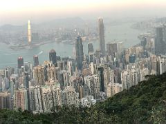 04 Panoramic view of Victoria Harbour, Hong Kong, and Kowloon just before sunset from Lugard Road Victoria Peak Hong Kong